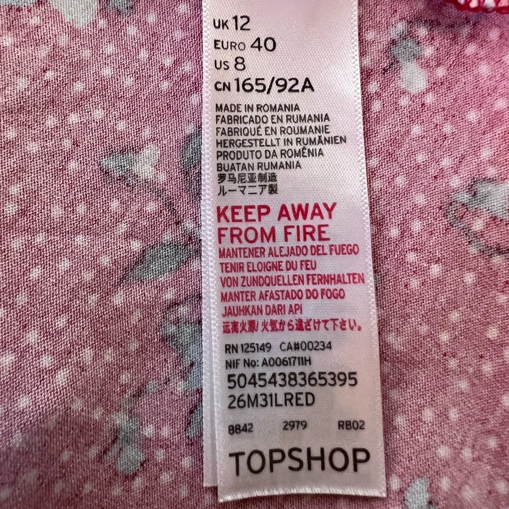 TOPSHOP RED FLORAL DRESS MINI DRESS - Picture 6 of 12